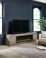 A2Z Furniture - Ashley Furniture - Krystanza TV Stand with Electric Fireplace - TV Stand with Electric Fireplace / Weathered Gray - W760W1