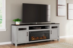 A2Z Furniture - Ashley Furniture - Darborn 88" TV Stand with Electric Fireplace - 88" TV Stand with Electric Fireplace / Gray/Brown - W796W1
